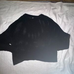 Old Navy Black Open-Knit Crop Sweater